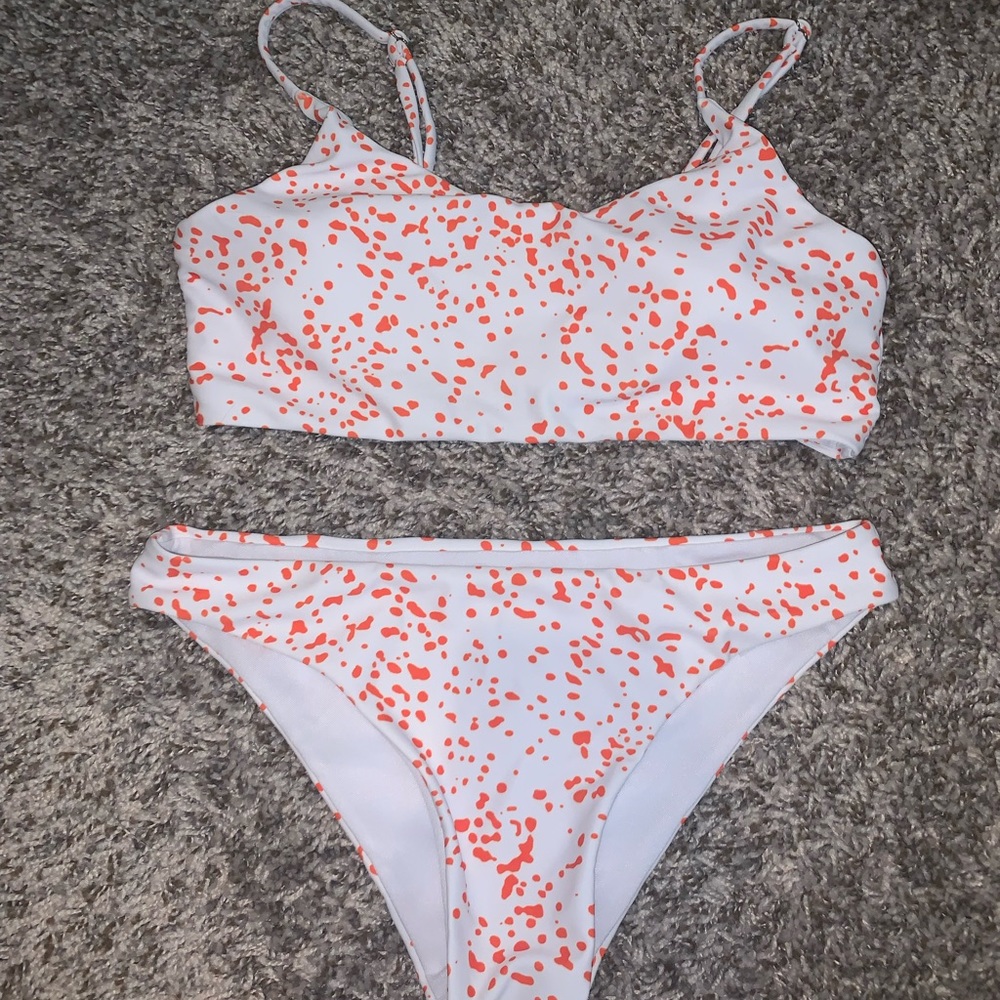 SHEIN orange and white spotted bikini